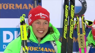 Biathlon WCh-2017. Flower Ceremony of women's relay