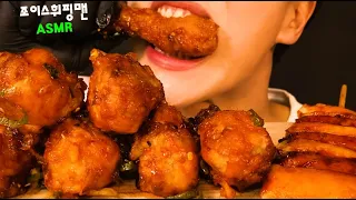 ASMR SPICY FRIED CHIKCEN, SAUSAGE TTEOKBOKKI맵소킹 소떡 리얼사운드 먹방 (EATING SOUNDS) NO TALKING MUKBANG