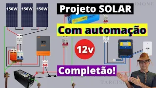 SOLAR Project with 3 150w boards, 1 MPPT 60A, Complete Automation - Solar Energy OFF GRID