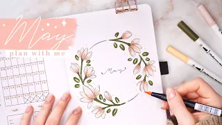 May 2023 bullet journal setup | plan with me | dreamy magnolia theme ♡✨