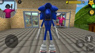 Play as Super Sonic and Sonic the Hedgehog in Scary Teacher 3D | Troll Miss T Every Day Mod