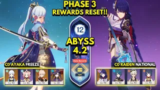 C0 Ayaka Freeze & C0 Raiden National | Spiral Abyss 4.2 Floor 12 9 Stars | Genshin Impact 4.2