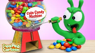 PeaPea Get Trouble with Coin Candy Vending Machine - Kid Learning - PeaPea Cartoon