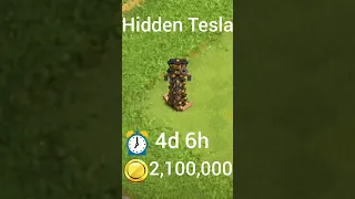 Hidden Tesla Level 1 to Max #coc #youtube  shorts #clash of clans