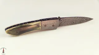 Mosaic Damascus Folder with Mammoth Bark