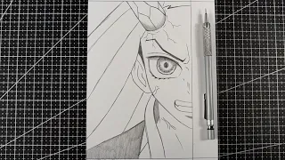 Anime drawing | how to draw Nezuko half face easy step-by-step - Kimetsu no Yaiba