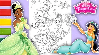 Disney Princess Jasmine , Princess Tiana & Princess Aurora Coloring Page | Glitter Colors