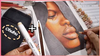 How to draw realistic portraits  | HOW TO USE OHUHU MARKERS | HOW TO USE TOUCH COOL MARKERS