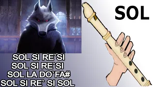 Silbido del lobo del gato con botas, flauta dulce fácil, tutorial con animación, easy flute recorder