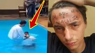 "Sou ladrão e vacilão" Jovem que teve dizeres tatuados em sua testa é batizado em igreja evangélica