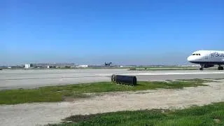 B1 Bomber taking off at Longbeach Airport