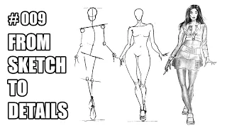 Drawing a fashion model in a suit: from sketch to details | Fashion Illustration