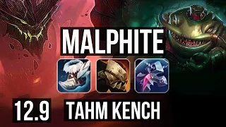 MALPHITE vs TAHM KENCH (TOP) (DEFEAT) | 7/0/5, 1.6M mastery, 600+ games, Godlike | KR Master | 12.9