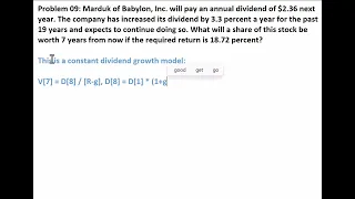 Chapter  07   Problem 09   Stock Value in Future Constant Growrth Rate