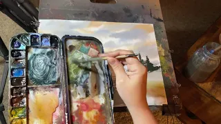 Easy Beginner Watercolor Painting with the Hake and fanbrush