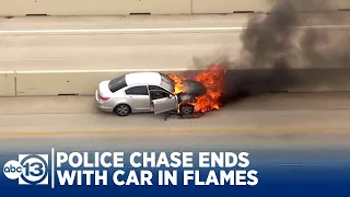 Police chase ends with surrender before car goes in flames