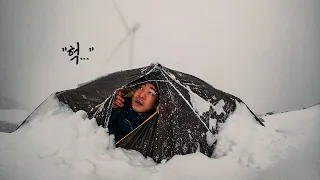 Sunjaryeong Heavy Snow Backpacking | I've never had such a heavy snow in my life☃️
