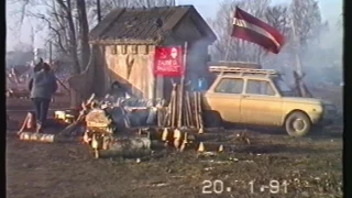 Barricades in Riga, Latvia on 20 January 1991. Original footage.