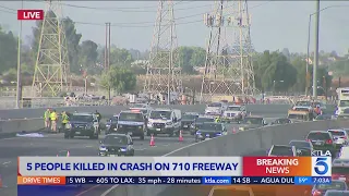 5 dead in solo-vehicle crash on 710 Freeway in Long Beach