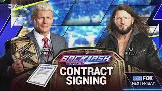 Cody Rhodes and AJ Styles Contact Signing Smackdown 2024