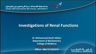 Investigations of Renal Functions