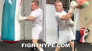 CANELO UNLOADS POWERFUL GUNSHOT PUNCHES; LOOKS EXPLOSIVE, SHARP, & ON FIRE TRAINING FOR RETURN