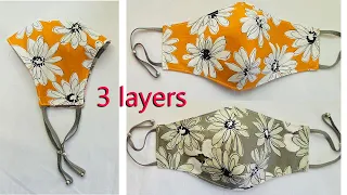 2in1, 3 Layers Easy Pattern Mask | Face Mask Sewing Tutorial | Anyone Can Make This Mask, Mascarilla