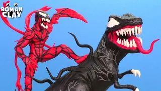 Carnage vs Venom T-Rex with Clay | Roman Clay Tutorial