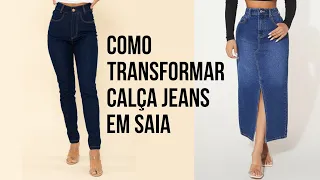 como transformar calça jeans em saia