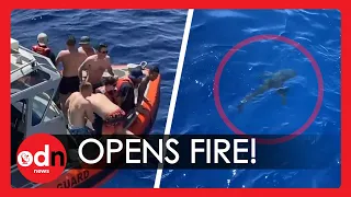 Shocking Moment! Coast Guard Opens Fire on a Shark in the Pacific Ocean