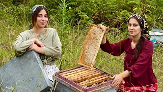 Farm-to-Table Organic Breakfast: Pancakes, Vegetables, and Natural Honey in the Morning Breeze