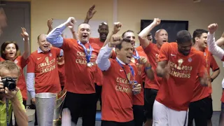 Раздевалка ЦСКА после победы в Лиге ВТБ. CSKA locker room after win 2019 VTB League title