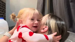 1 year old saying, "I love you" to mommmy