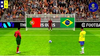 Ronaldo vs Neymar | Penalty Shootout Match 85| Efootball 2024 Gameplay | Brazil Vs Portugal Match.