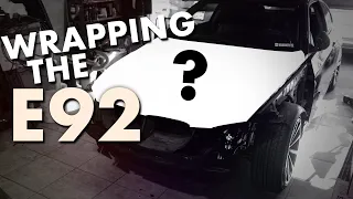 WRAPPING THE E92 IN MY GARAGE!! Part 1