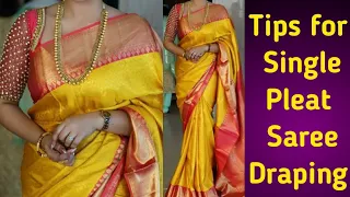 Easy tips for Single pleat saree draping//silk saree//RasikalamRusikalam