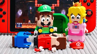 Lego Mario has to enter two Nintendo Switches to Help Yoshi and Peach! Will he do it? Mario Story