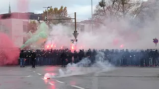 [Großeinsatz Hannover vs Braunschweig] Fanmarsch Hannover 96 + An-und Abreise Braunschweig Fans