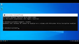 REAGENTC.EXE: Windows RE cannot be enabled on a volume with BitLocker Drive Encryption enabled