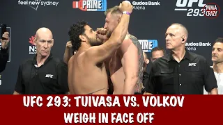 UFC 293: Tai Tuivasa vs. Alexander Volkov weigh in Face Off