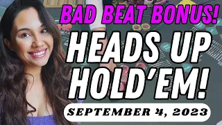 HEADS UP HOLD'EM WITH BAD BEAT BONUS! 😎 ☻ Gambling @HollywoodCTown 🖤 LET'S SEEE! → September 4, 2023