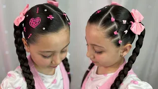 Idea de peinado fácil para niñas 👧🏻 💗