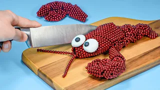 Magnetic Red Lobster  Eating Delicious Fresh Seafood - Magnet Stop Motion & Satisfying video