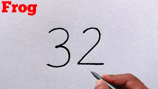 Beautiful Frog Drawing | How to draw Frog from number 32 | Number drawing