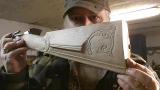 Swivel breech rifle scratch build pt 42 more gunstock carving and a wire inlay