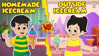 Homemade  Icecream Vs Outside Icecream | Summer Vacation | English Moral Stories | English Animated