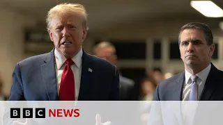 Donald Trump gives speech as New York criminal trial date set | BBC News