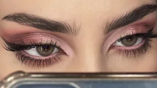 🎀 ميك اب زهري مع ايلاينر بني سهل PINK EYE MAKEUP