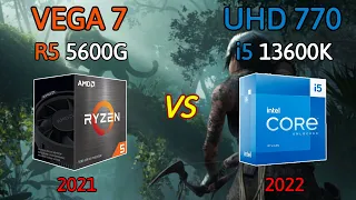 intel UHD 770  i5 13600K vs AMD VEGA 7 Ryzen5 5600G   Let's see who is better in 8 Games