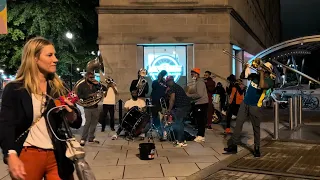 Street trumpeter in Washington DC. street music show